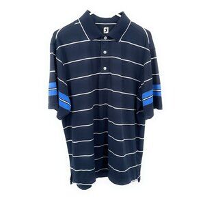 FootJoy FJ Golf Polo Shirt Mens L Blue Striped